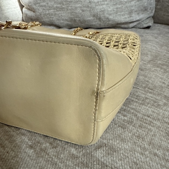 CHANEL Chain Tote Bag Straw Leather Beige Gold - Picture 16 of 16
